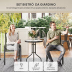 3 Piece Garden Set with 2 Garden Chairs 54x71x93 cm and Round Table Ø60x71 cm in Black Steel