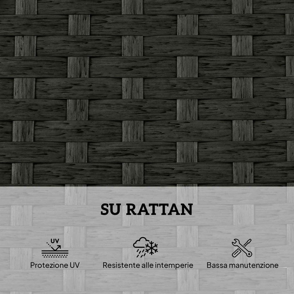 Outsunny Set of 2 Rattan Garden Loungers with Side Table and Adjustable Backrest, 184x60x22 cm, Dark Grey