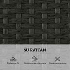 Outsunny Set of 2 Rattan Garden Loungers with Side Table and Adjustable Backrest, 184x60x22 cm, Dark Grey
