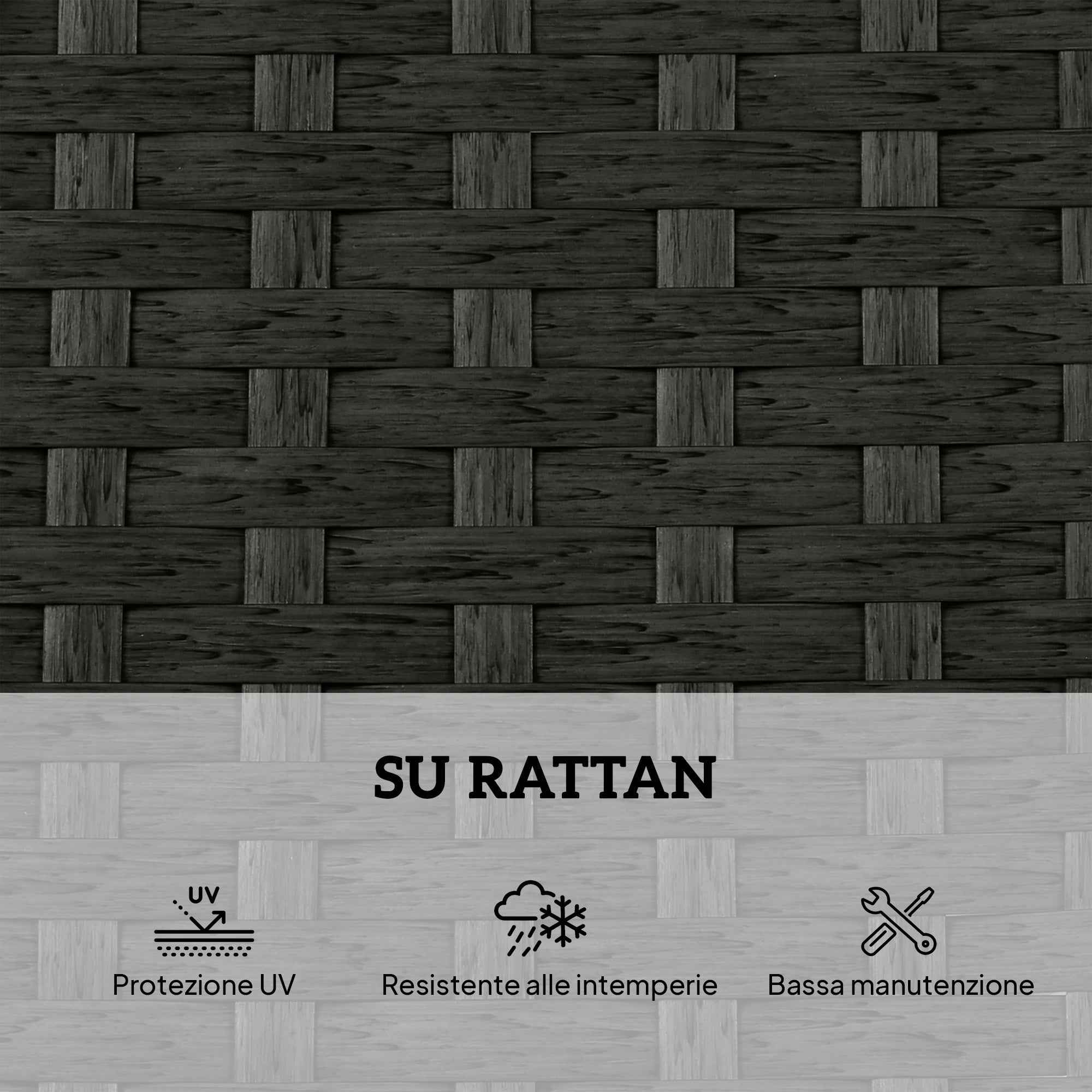 Outsunny Set of 2 Rattan Garden Loungers with Side Table and Adjustable Backrest, 184x60x22 cm, Dark Grey