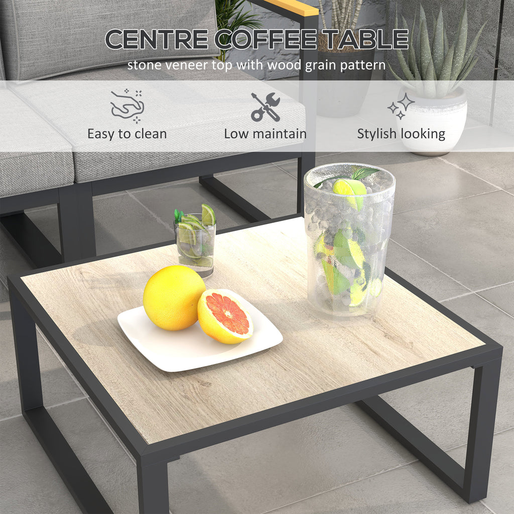 Outsunny garden living room with sofa and aluminum table with padded cushions, gray - Borgè