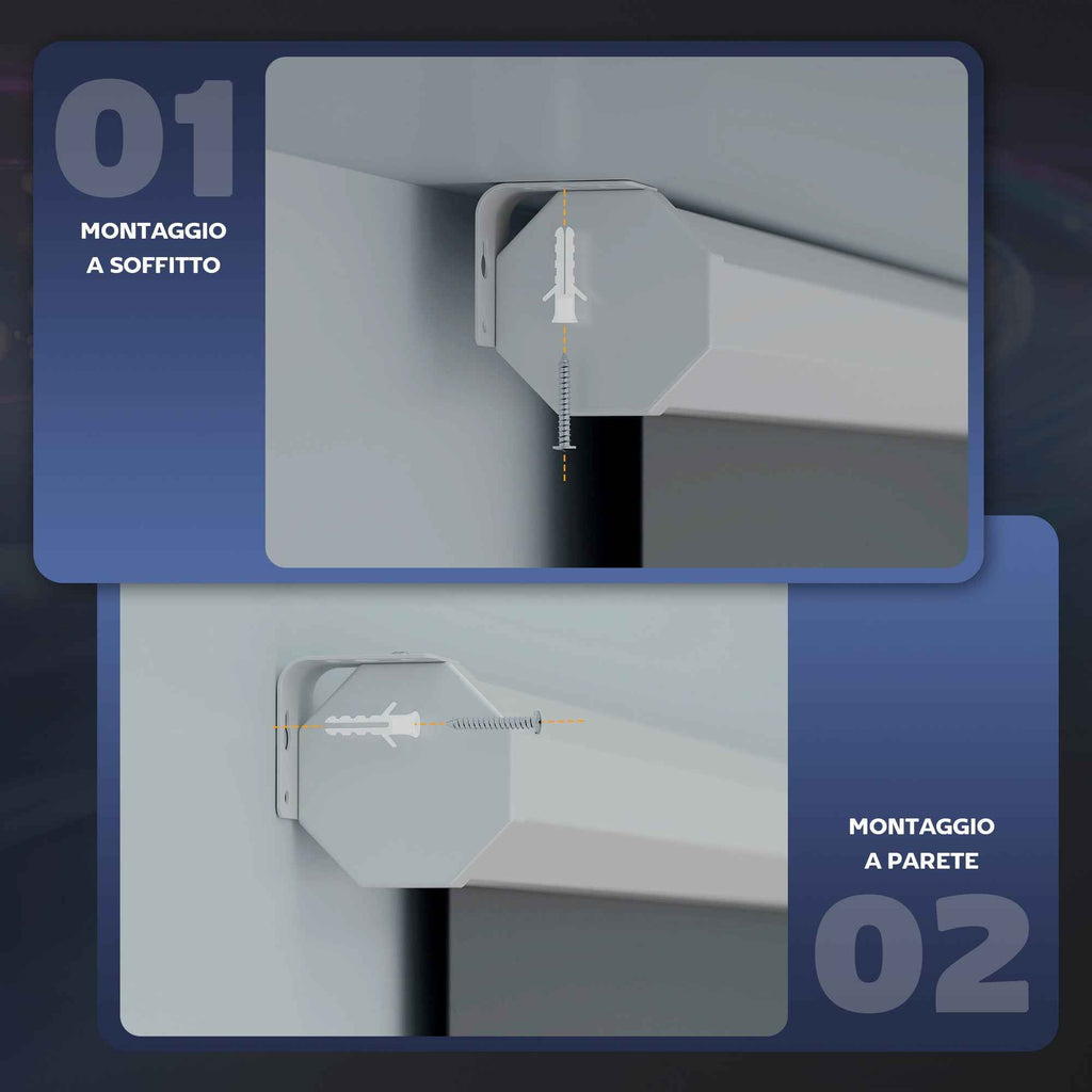 HOMCOM 100" 16:9 Motorized Projector Screen with Remote Control, 251x8x168 cm, White