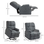 Lift Chair with Footrest, in Linen Effect Fabric, 84x96x100 cm, Dark Grey