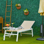 Outsunny Sun Lounger with Reclining Backrest, in Aluminum and Textilene, 169x65x102 cm, Beige and White