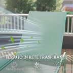 Outsunny Set of 2 Sun Loungers Adjustable in 5 Positions with Side Table and 2 Wheels, in Metal and Polyester, Green