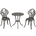 Outsunny 3-Piece Outdoor Set with 2 Garden Chairs and Round Table with Umbrella Hole, Bronze