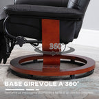 Manually Reclining Relaxing Chair up to 145° with Footrest and Faux Leather Upholstery, Black