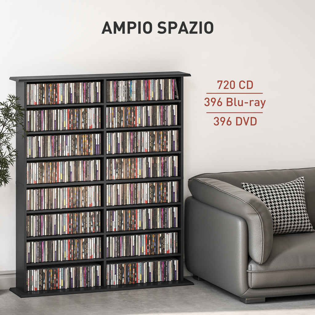 16-Tier Modern Design Wooden CD Bookcase Cabinet, 106.5x24x123.7 cm, Black