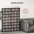 16-Tier Modern Design Wooden CD Bookcase Cabinet, 106.5x24x123.7 cm, Black