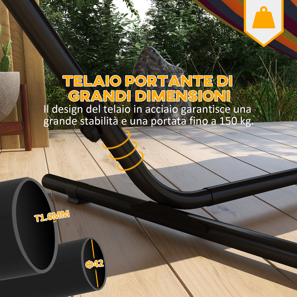 Steel Hammock Stand with Integrated Table and Maximum Load 150kg, Black