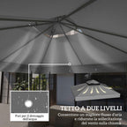 Outsunny 3x3m UPF30+ 2-Tier Dark Grey Polyester Garden Gazebo Cover