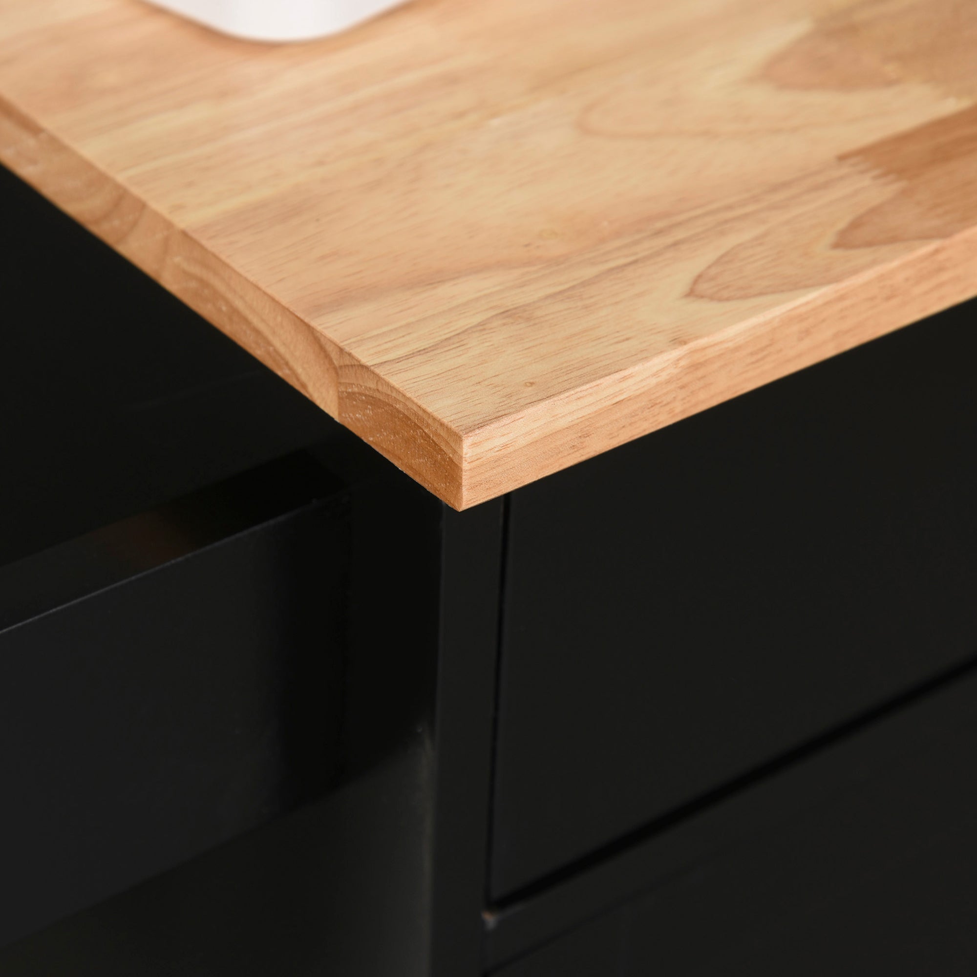 HOMCOM Kitchen Trolley with Drawer and Cabinet 2 Doors, Wheels and Side Bar, 83x45x91.5cm, Black - Borgè