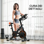 Home Exercise Bike with 8kg Flywheel and LCD Screen, Steel and ABS, 103x53x100-114 cm, Red and Black