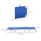 Outsunny Garden Lounger with 5-Position Adjustable Backrest, Folding Metal and Oxford Fabric Lounger, 187x55x24cm, Blue