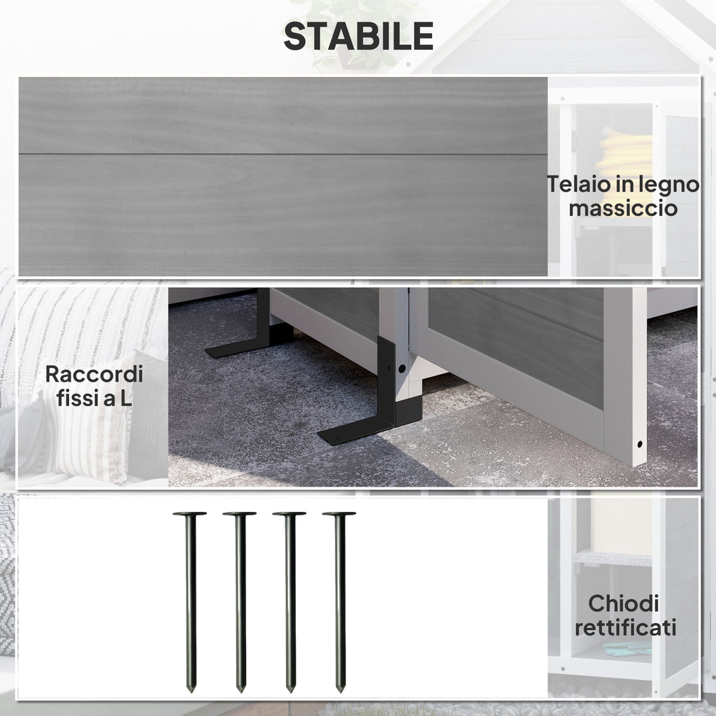 Garden Shed and Outdoor Cabinet with Wooden Opening Roof, Locking Doors, Light Grey