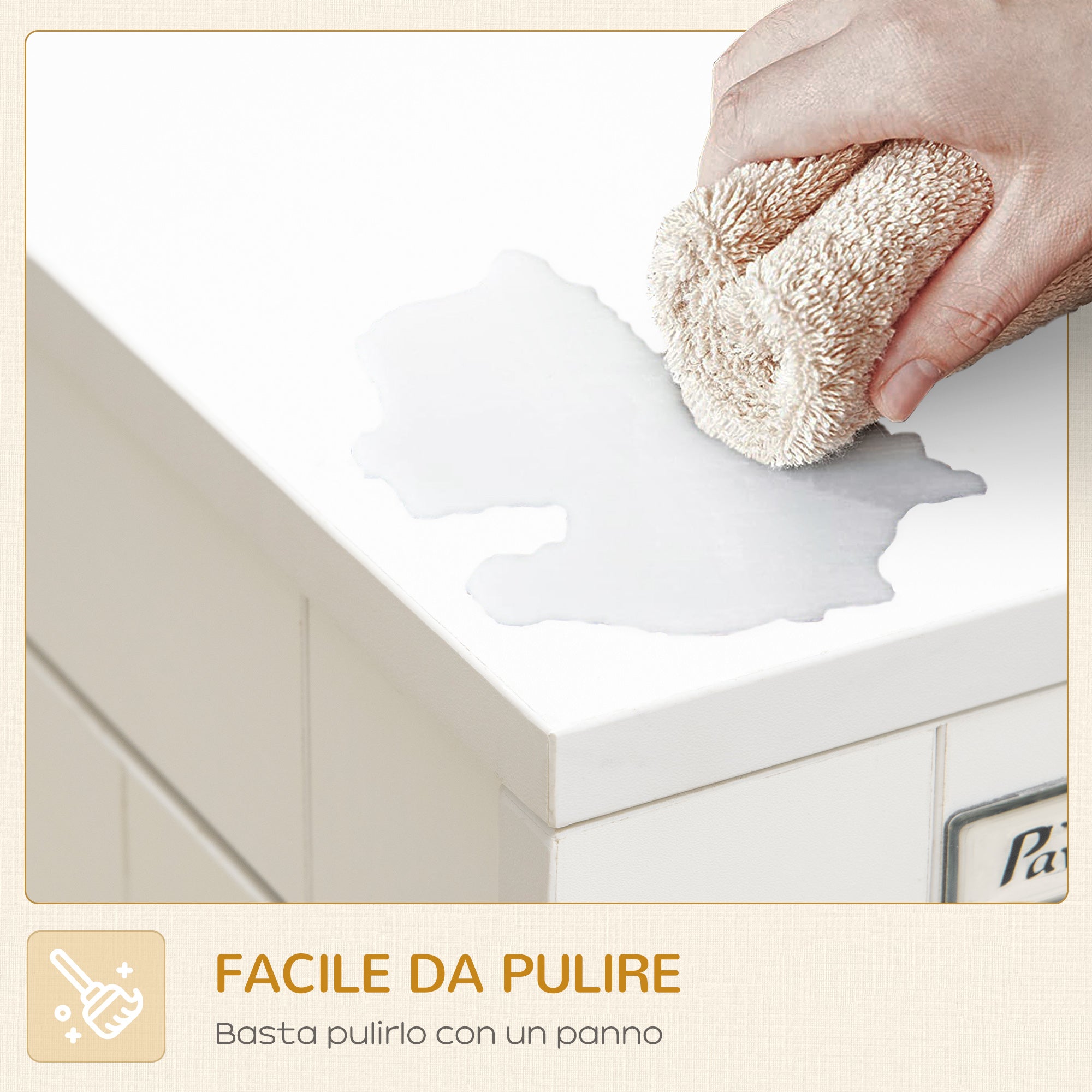 Large Dog House with 2 Lockable Doors and Washable Cushion, 94x60x71.5 cm, White