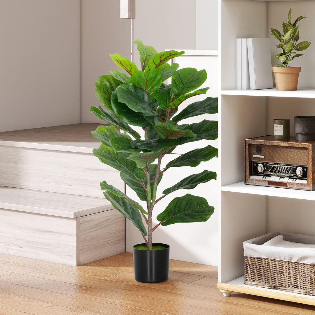 80cm Tall Indoor Artificial Ficus Lyrata Plant with Pot, Home and Office Decoration, Green