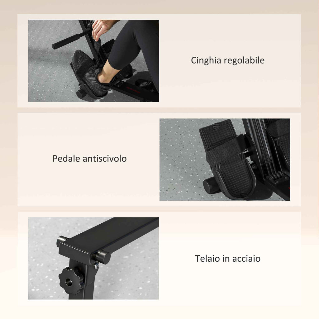 SPORTNOW Folding Rowing Machine with LCD Monitor and Padded Seat, Elastic Resistance, 150 kg Capacity