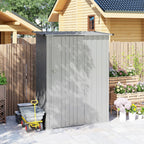 Outsunny Metal Tool Shed with Sloped Roof and Lockable Door, 142x86x189 cm, Silver