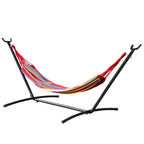 Freestanding Garden Hammock with Steel Frame and Multicolored Cotton, Carrying Case Included - Borge' Group Limited