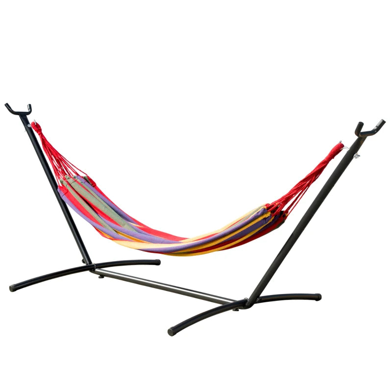 Freestanding Garden Hammock with Steel Frame and Multicolored Cotton, Carrying Case Included - Borge' Group Limited