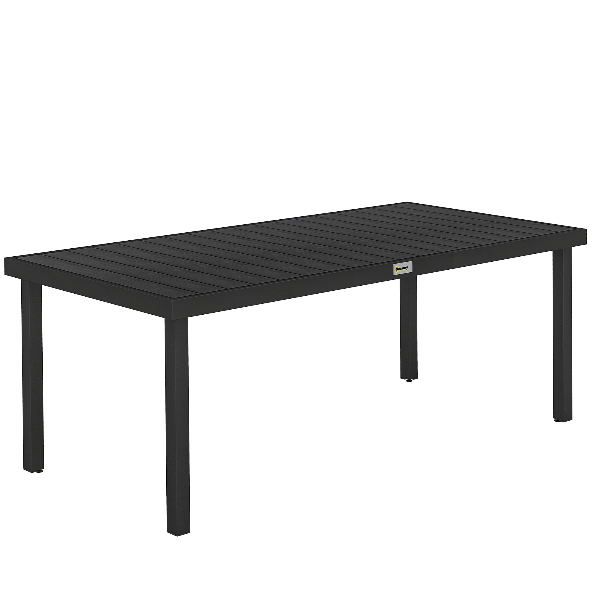 8-Seater Aluminum and Plastic Garden Dining Table, Black