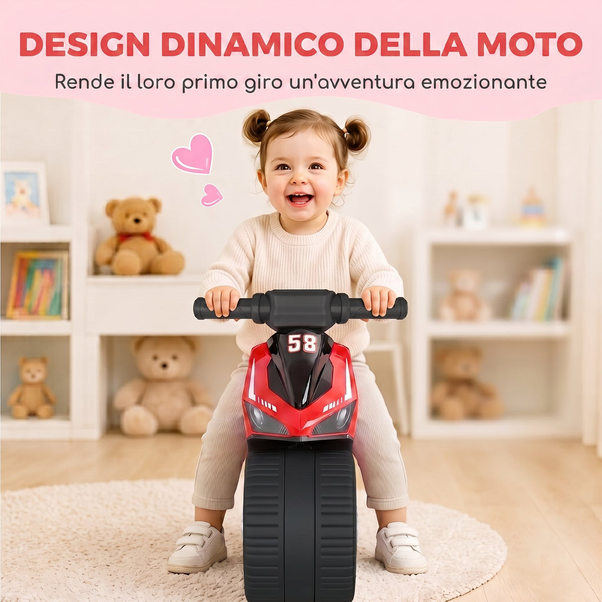 AIYAPLAY Balance Bike Without Pedals with Music for Children 18-36 Months, Red