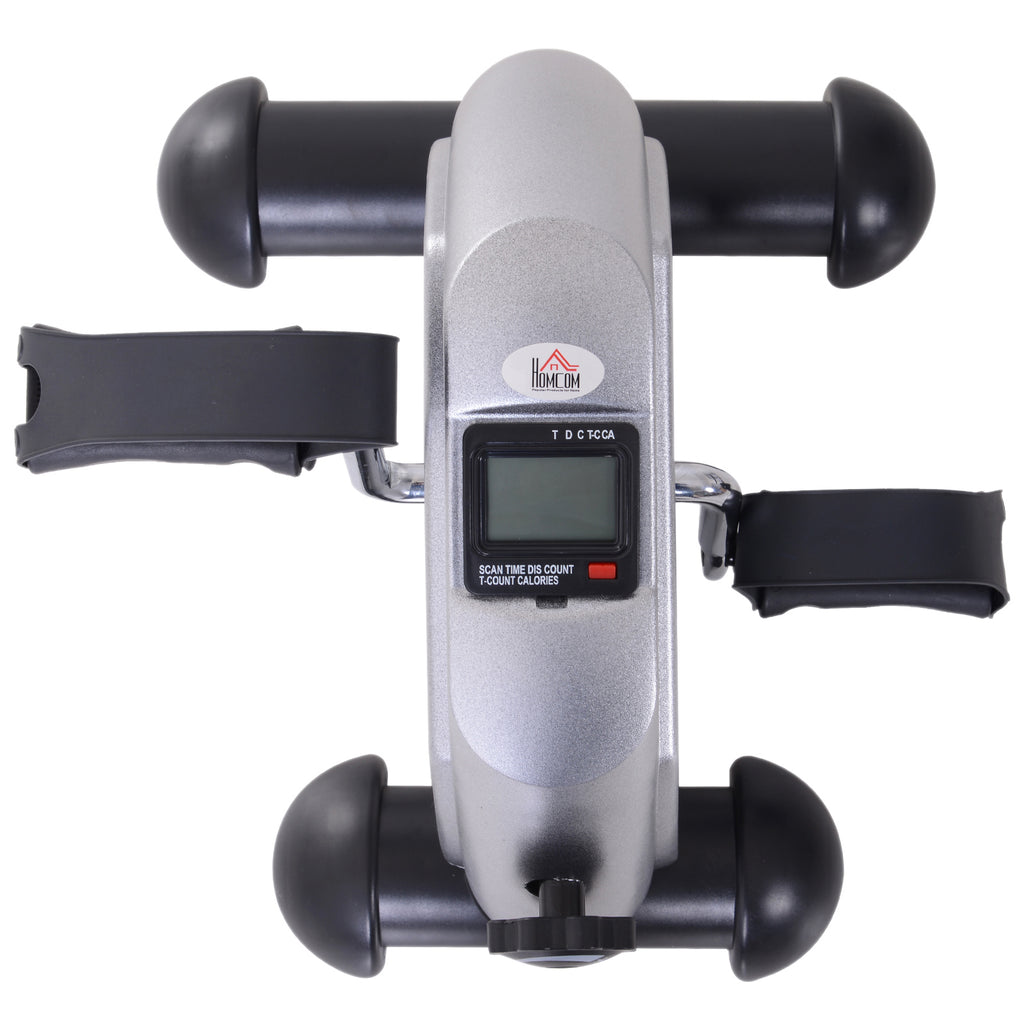 HOMCOM Mini Portable Exercise Bike for Legs and Arms, Rehabilitation Pedal Exerciser with LCD Display, Silver