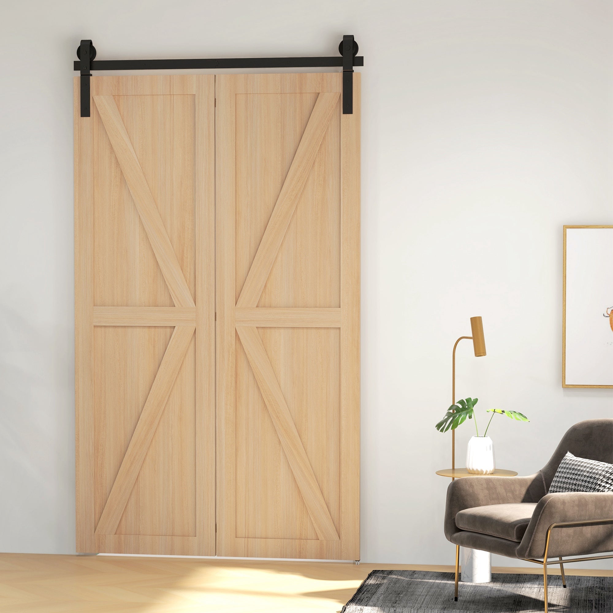 Black Carbon Steel Folding Sliding Door Kit 122x0.5x4cm