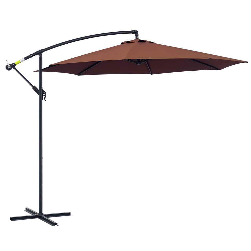 Outsunny 3x2.5m Garden Umbrella with Tilting Arm and Crank, in Steel and Polyester, Brown
