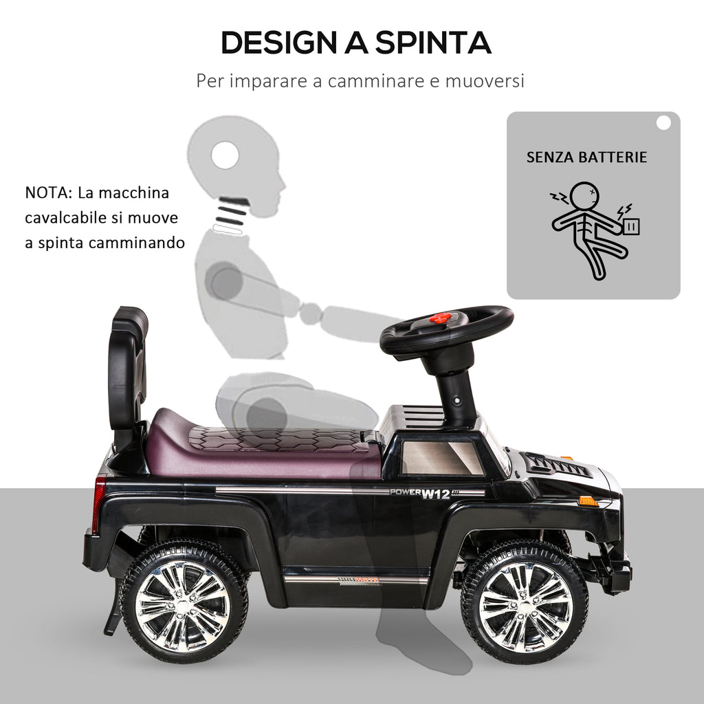 Ride-On Toy Car for Kids, Off-Road Vehicle with Lights and Music, Ages 18-36 Months, 68x30.5x41.5cm, Black