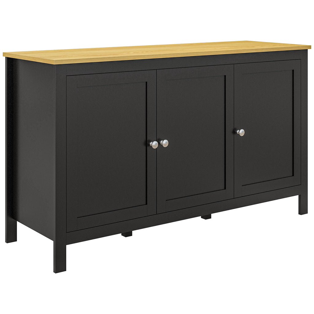 HOMCOM Storage Unit with 2 Cabinets and 2 Adjustable Shelves at 3 Heights, 120x40x70 cm, Black and Wood Color