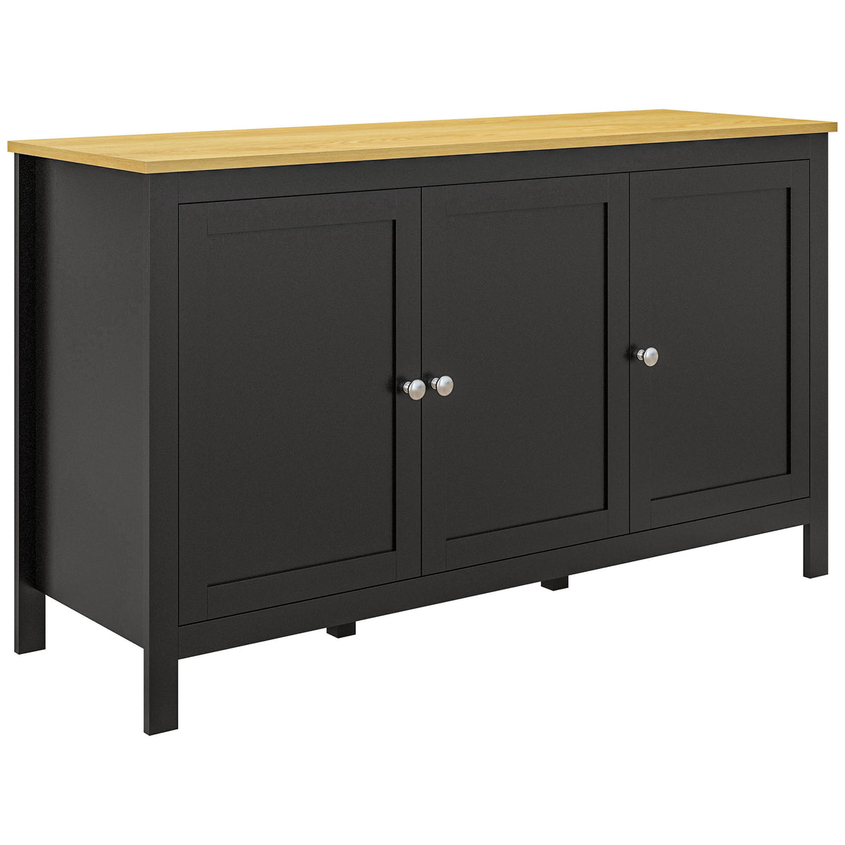 HOMCOM Storage Unit with 2 Cabinets and 2 Adjustable Shelves at 3 Heights, 120x40x70 cm, Black and Wood Color