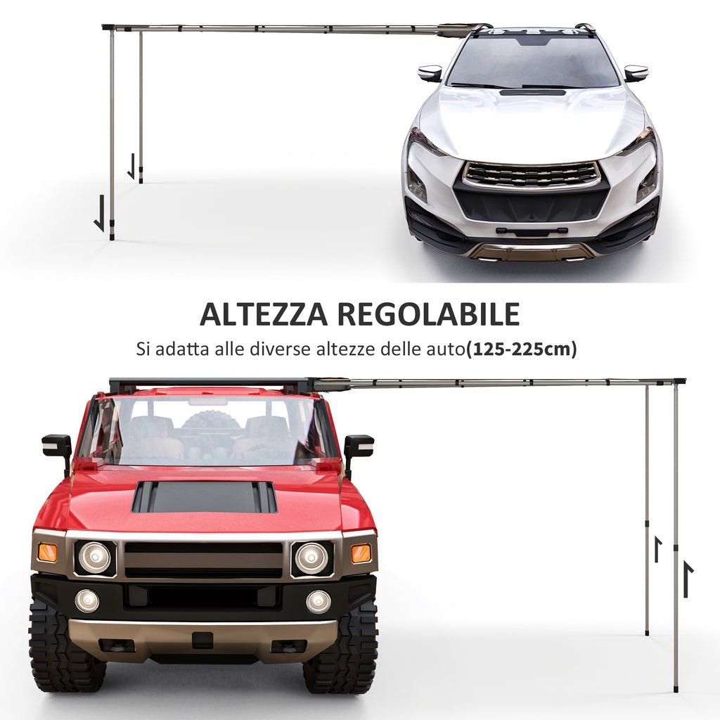 Waterproof Side Car Roof Awning with Adjustable Height, 2.5x1.6m, Khaki - Borgè