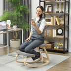 Rocking Kneeling Chair, Fabric and Birch Wood, 50x73x55 cm, Grey