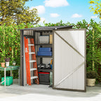 Outsunny Galvanized Steel Garden Shed with Door, 100x104x160 cm, Brown and Dark Grey