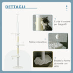 Ceiling Cat Tree with Adjustable Height and Cotton Scratching Posts, 48x32x225-255 cm, White