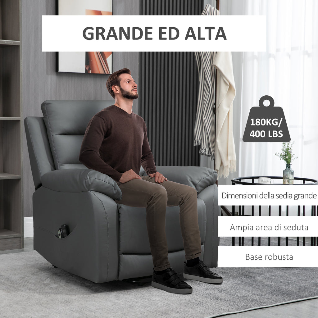 Lift Chair Reclining up to 135° with 8 Massage Points, Remote Control and Footrest, 91x86x101 cm