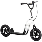 Kids Scooter for 5-12 Years Old with Brake, Kickstand and Adjustable Handlebar, 129x52x80-88 cm, White and Black