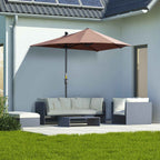 Outsunny Double Crescent Umbrella 2x2 m with Crank Opening and Cross Support, in Steel and Polyester, Coffee