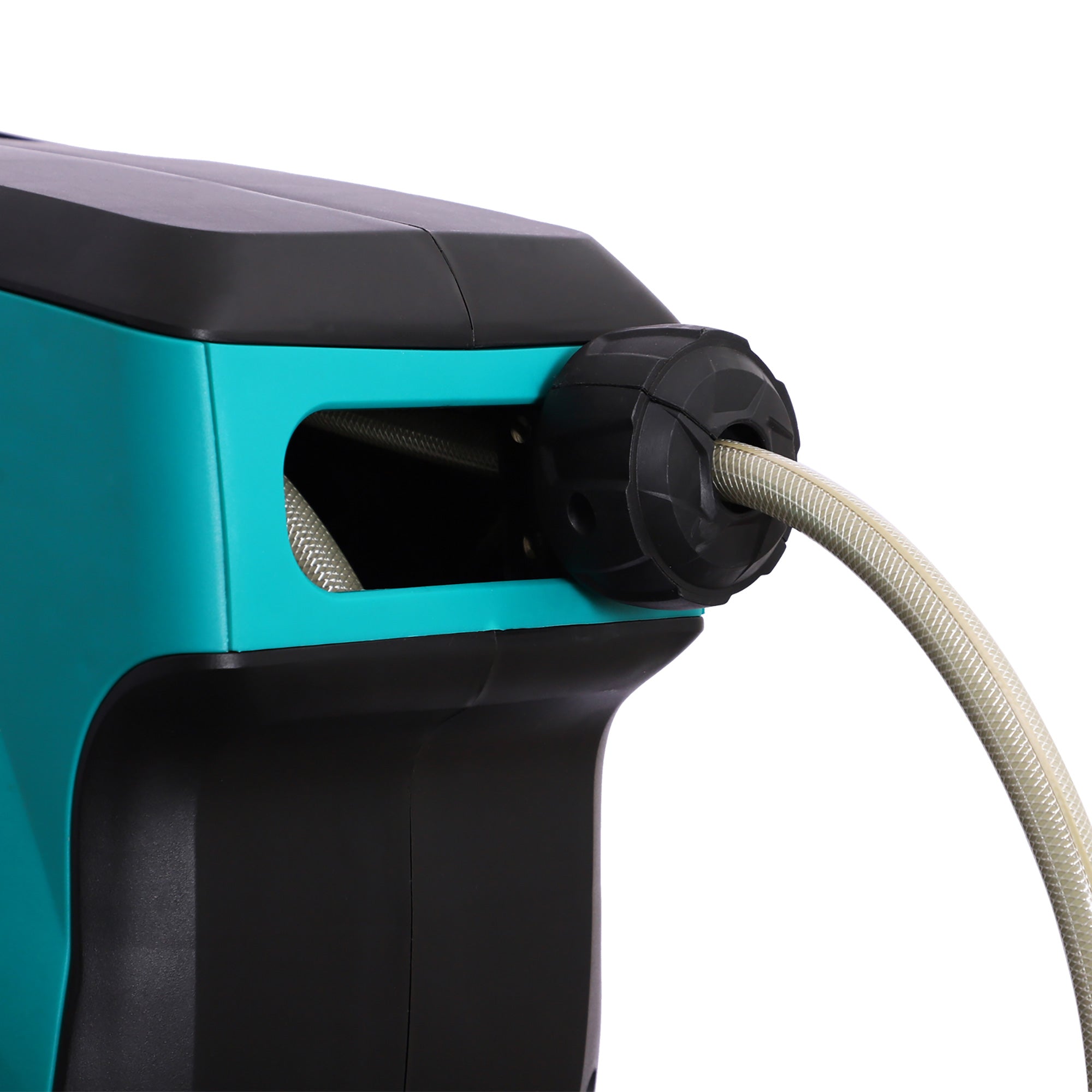 Automatic Wall-Mounted Hose Reel with 7 Watering Modes, Plastic, 44x22.5x41 cm, Black and Green