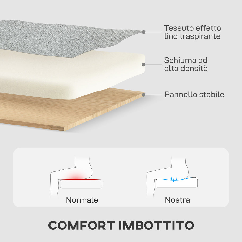 3-Seater Sofa Bed with Chaise and Storage Space, Linen-Effect Fabric, 197x129x85 cm, Grey and Black