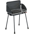 Outsunny 2-in-1 Portable Propane Gas BBQ with Grill and Stove, 7KW, Black
