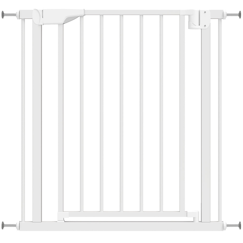 PawHut Safety Gate for Children and Pets, Self-Closing and Pressure Fit, 76-82x76 cm, White