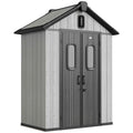Outsunny Garden Shed 160L x 98D x 217H cm, Plastic, Double Lockable Doors, Grey