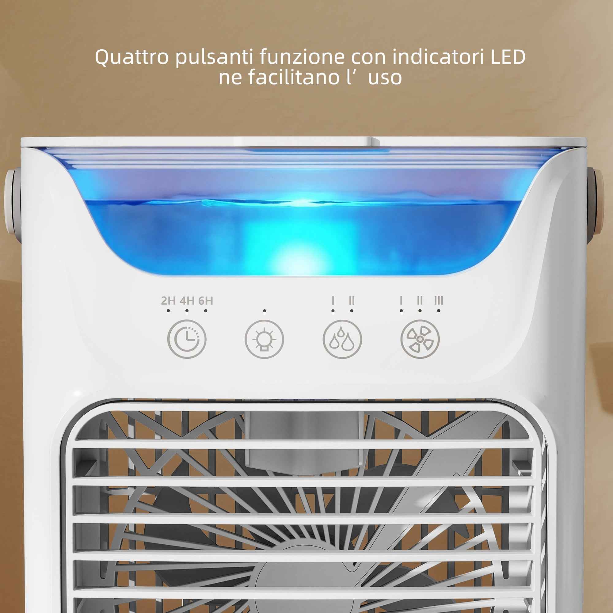 HOMCOM Table Fan with 3 Speeds, RGB Light and Adjustable Head, White