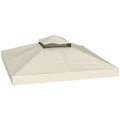 Garden Gazebo Cover 3x3m, 2-Tier UPF30+ Replacement Roof in Polyester, Cream