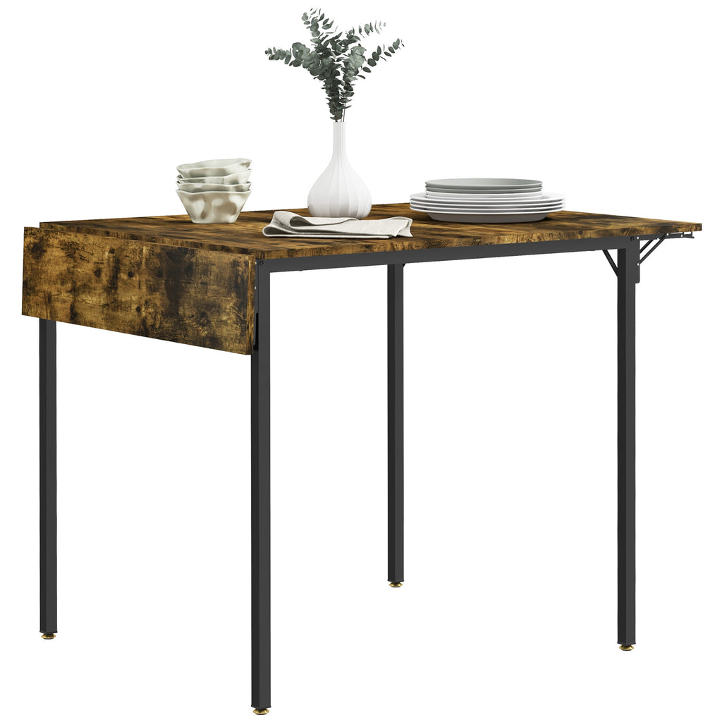 Industrial Style Drop-leaf Dining Table for 2-4 People in Wood and Metal, 120x79x79 cm, Rustic Brown