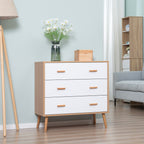 3 Drawer Raised Chest of Drawers for Living Room and Bedroom, Wooden, 80x39x80 cm, White and Wood Color