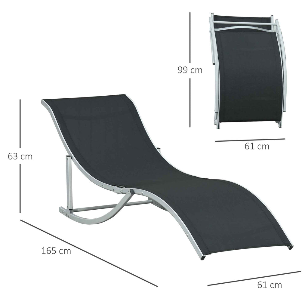 Outsunny Set of 2 Folding Garden Loungers in Aluminum and Texteline, 61x165x63 cm, Black